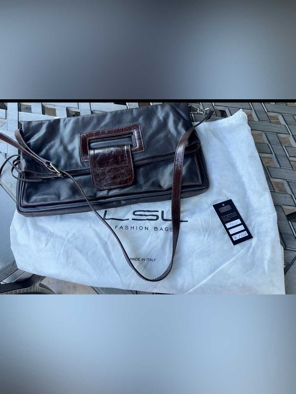Italian Leather LSI Bags Crossbody Purse Black Brown NWT Genuine Leather